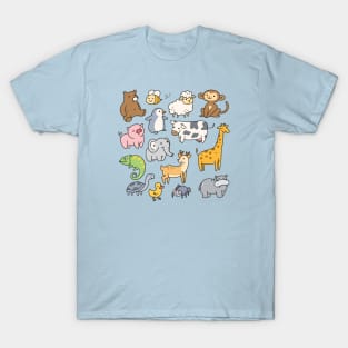 Cute Baby Animals Doodle Drawing T-Shirt